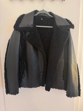 Black Faux Shearling Jacket - Women's Coat H&M